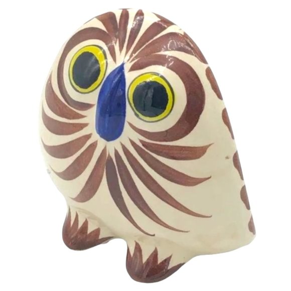 Tonala Other - TONALA Vtg SIGNED Mexican Hand-Painted Folk Art Pottery Owl Clay Sweet 4.75" h